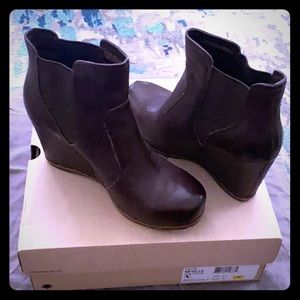 Leather Kork-Ease platform wedge boots